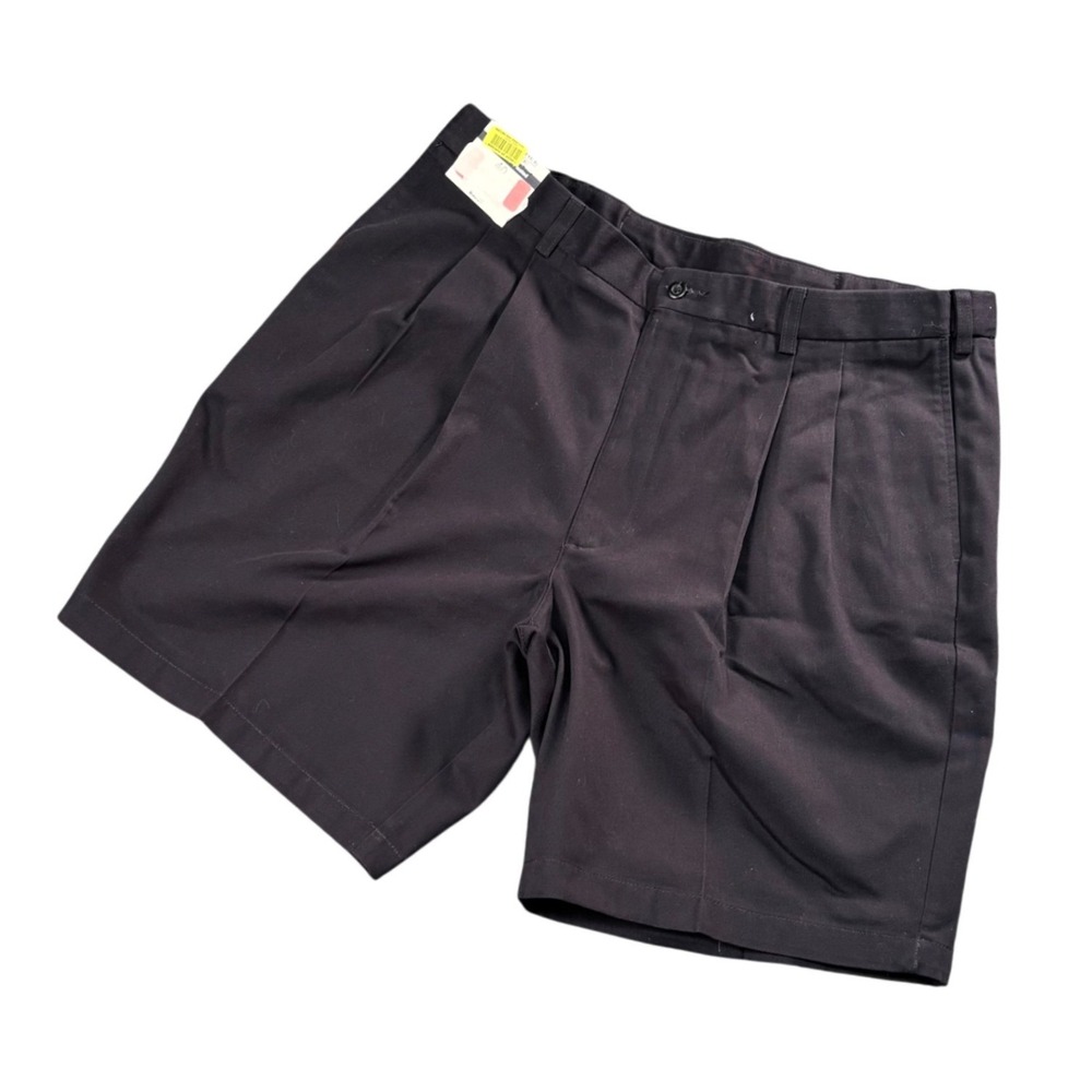 Roundtree & Yorke Pleated Shorts Men 39 Khaki Pleated Performance Twill Expander